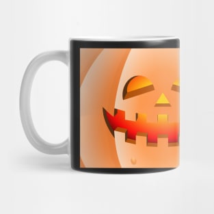 Halloween pumpkin bad but happy in the foreground Mug